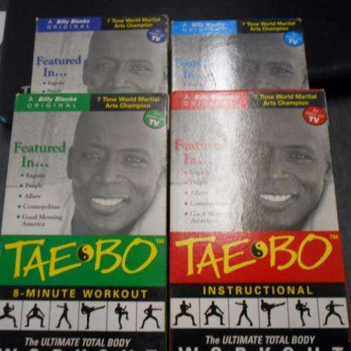 VHS CASSETTES : BILLY BLANKS TAE BO WORKOUT -  4 X CASSETTES